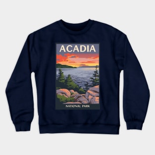 Acadia National Park Travel Poster Crewneck Sweatshirt